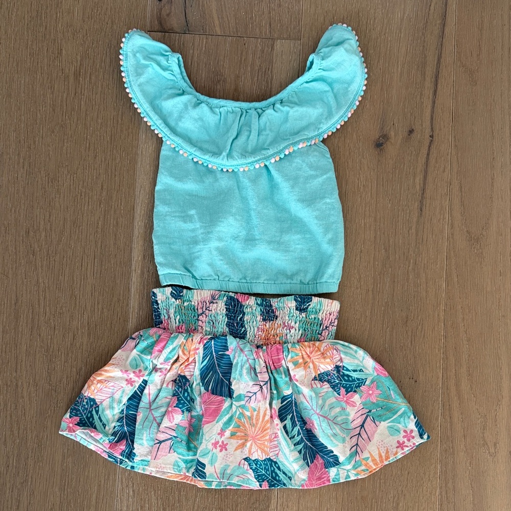 Tommy Bahama Tropical Print Kids Skirt and Ruffle Top Set